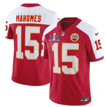 Men’s Kansas City Chiefs #15 Patrick Mahomes Red/White 2024 F.U.S.E. Super Bowl LVIII Jersey