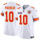 Men’s Kansas City Chiefs #10 Isiah Pacheco White F.U.S.E. Super Bowl LVIII Patch Vapor Jersey