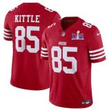 Men's San Francisco 49ers #85 George Kittle Red 2024 F.U.S.E. Super Bowl LVIII Patch Vapor Jersey