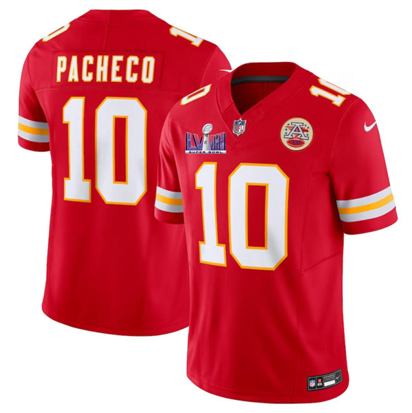 Men’s Kansas City Chiefs #10 Isiah Pacheco Red F.U.S.E. Super Bowl LVIII Patch Vapor Jersey