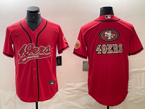 Men's San Francisco 49ers Red Team Big Logo With Patch Cool Base Stitched Baseball Jersey