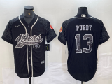 Men's San Francisco 49ers #13 Brock Purdy Black Reflective With Patch Cool Base Stitched Jersey