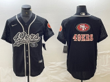 Men's San Francisco 49ers Black Reflective Team Big Logo With Patch Cool Base Stitched Jersey