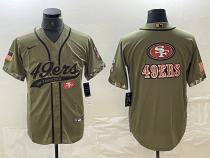 Men's San Francisco 49ers Green Salute to Service Team Big Logo With Patch Cool Base Stitched Baseball Jersey