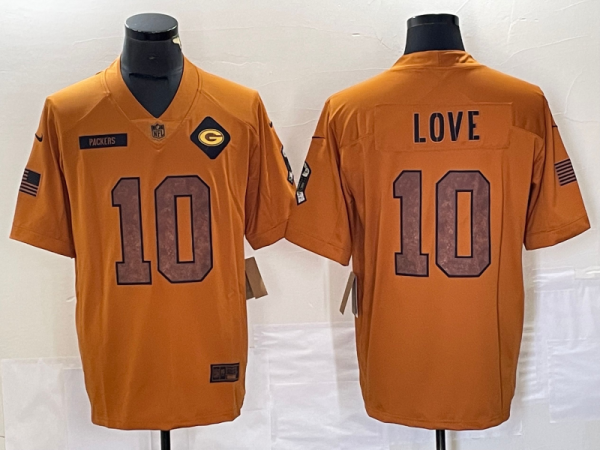 Men's Detroit Lions #10 Love 2023 Brown Salute To Service Limited Jersey