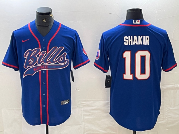 Men's Buffalo Bills #10 Khalil Shakir With Patch Cool Base Stitched Baseball Jersey