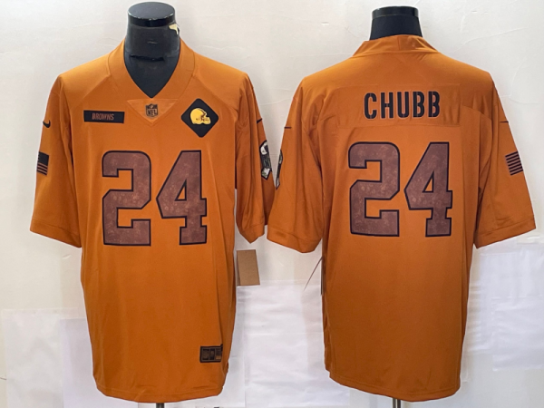 Men's Cleveland Browns #24 Nick Chubb 2023 Brown Salute To Service Limited Jersey