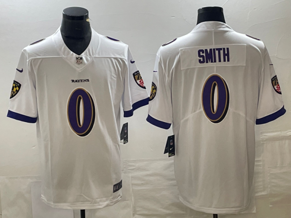 Men's Baltimore Ravens #0 Smith White Vapor Untouchable Limited Jersey