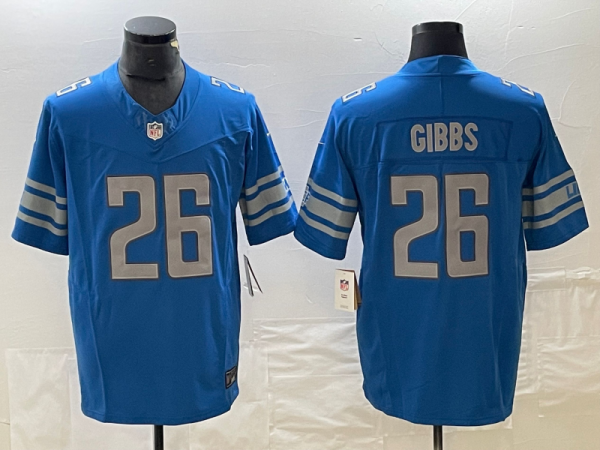 Men's Detroit Lions #26 Gibbs Blue 2023 F.U.S.E. Vapor Untouchable Limited Jersey