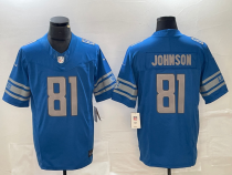 Men's Detroit Lions #81 Johnson Blue 2023 F.U.S.E. Vapor Untouchable Limited Jersey