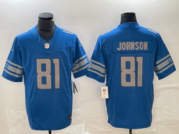 Men's Detroit Lions #81 Johnson Blue 2023 F.U.S.E. Vapor Untouchable Limited Jersey