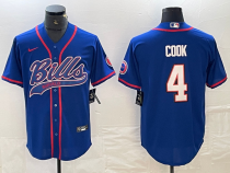 Men's Buffalo Bills #4 James Cook Blue With Patch Cool Base Stitched Baseball Jersey