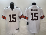 Men's Cleveland Browns #15 Joe Flacco White Vapor Limited Football Stitched