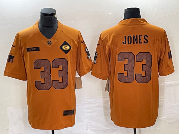 Men's Detroit Lions #33 Jones 2023 Brown Salute To Service Limited Jersey