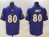 Men's Baltimore Ravens #80 Isaiah Likely Purple  Vapor Untouchable Limited Jersey