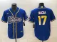 Men's Los Angeles Rams #17 Woods Blue Cool Base Stitched Baseball Jersey