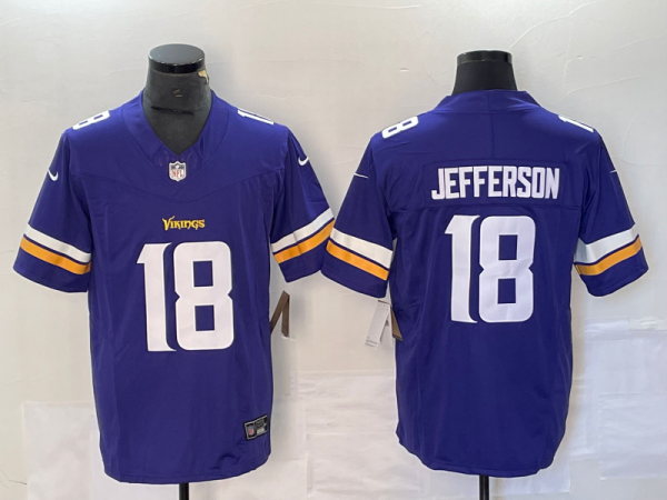 Men's Minnesota Vikings #18 Justin Jefferson Purple Vapor 2023 F.U.S.E. Vapor Untouchable Limited Jersey