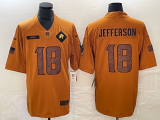 Men's Minnesota Vikings #18 Justin Jefferson 2023 Brown Salute To Service Limited Jersey