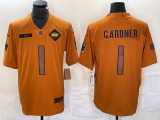 Men's New York Jets #1 Ahmad Sauce Gardner 2023 Brown Salute To Service Limited Jersey