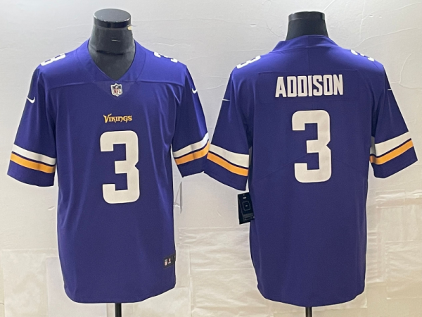 Men's Minnesota Vikings #3 Addison Purple Vapor Untouchable Limited Jersey