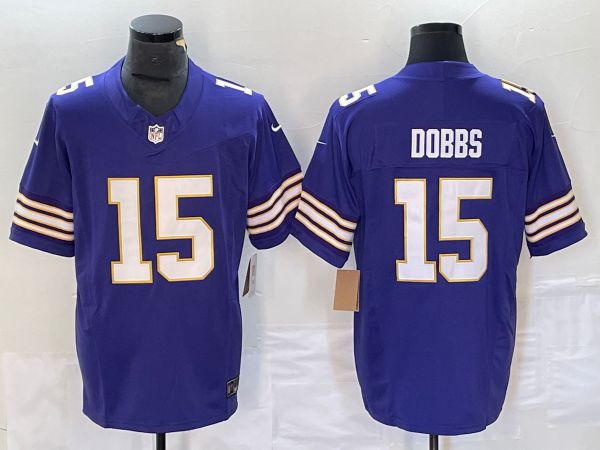 Men's Minnesota Vikings #15 Josh Dobbs Purple Vapor 2023 F.U.S.E. Vapor Untouchable Limited Jersey