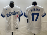 Men's Los Angeles Dodgers #17 Shohei Ohtani White City Connect Flex Base Stitched