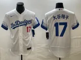 Men's Los Angeles Dodgers #17 大谷翔平 White City Connect Flex Base Stitched