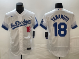 Men's Los Angeles Dodgers #18 Yoshinobu Yamamoto White City Connect Flex Base Stitched