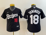 Youth MLB  Los Angeles Dodgers #18 Yoshinobu Yamamoto Black Game Jersey