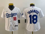 Youth Los Angeles Dodgers #18 Yoshinobu Yamamoto White Game Jersey