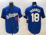 Men's Los Angeles Dodgers #18 Yoshinobu Yamamoto Blue City Connect Game Jersey