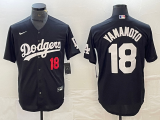 Men's Los Angeles Dodgers #18 Yoshinobu Yamamoto Black Cool Base Stitched Jersey