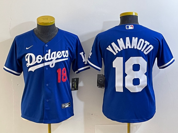 Women Los Angeles Dodgers #18 Yoshinobu Yamamoto Blue Game Jersey