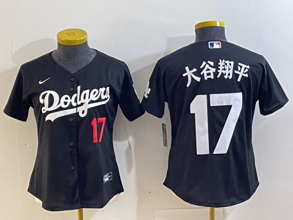 Women Los Angeles Dodgers #17 Shohei Ohtani Black Game Jersey