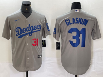 Men's Los Angeles Dodgers #31 Tyler Glasnow Grey Cool Base Stitched Baseball Jersey