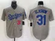 Men's Los Angeles Dodgers #31 Tyler Glasnow Grey Cool Base Stitched Baseball Jersey