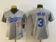 Women MLB Los Angeles Dodgers #3 Taylor Grey Game Jersey