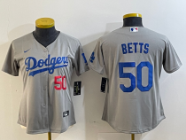 Women MLB Los Angeles Dodgers #50 Betts Grey Game Nike Jersey