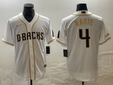 Men's Arizona Diamondbacks #4 Ketel Marte White Gold Cool Base Stitched Baseball Jersey