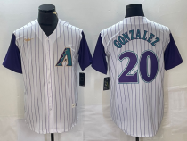 Men's Arizona Diamondbacks #20 Luis Gonzalez White Throwback Cool Base Stitched Jersey