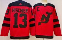 Men's New Jersey Devils #13 Nico Hischier Red 2023-2024 Stadium Series Stitched Jersey