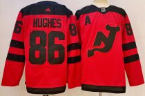 Men's New Jersey Devils #86 Jack Hughes Red 2023-2024 Stadium Series Stitched Jersey