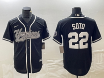 Men's New York Yankees #22 Juan Soto Black Cool Base Stitched Baseball Jersey