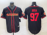 Men's San Francisco 49ers #97 Nick Bosa  Black With Patch Cool Base Stitched Baseball Jersey