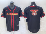 Men's San Francisco 49ers Black Team Big Logo With Patch Cool Base Baseball Stitched Jersey