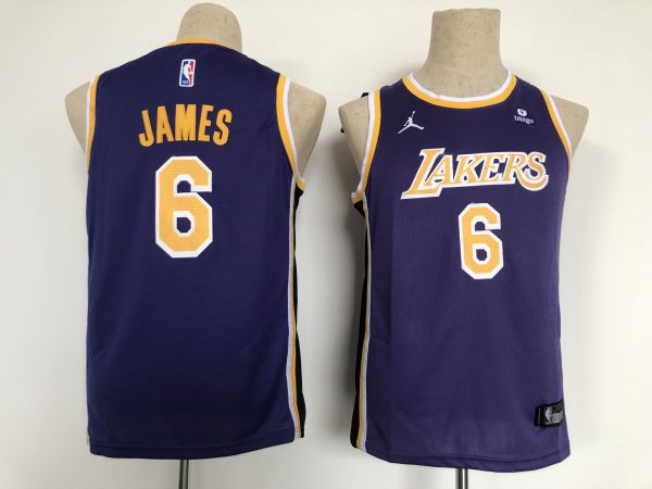 NBA Los Angeles Lakers #6 James Purple Youth  Nike Jersey