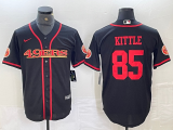 Men's San Francisco 49ers #85 George Kittle Black With Patch Cool Base Stitched Baseball Jersey