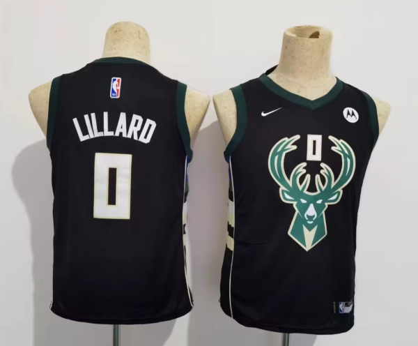 NBA Milwaukee Bucks #0 Damian Lillard Green Youth Jersey