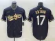 Men's Los Angeles Dodgers #17 Shohei Ohtani Black Cool Base Stitched Baseball Jersey