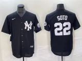 Men's New York Yankees #22 Juan Soto Black Cool Base With Patch Stitched Baseball Jersey